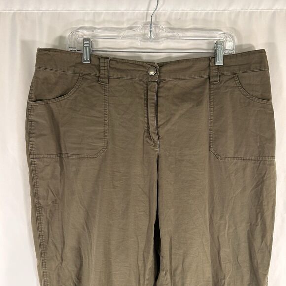 Chico's Pants Women's 14 Regular Green Mid Rise Pockets Lightweight Button Zip - Picture 2 of 7